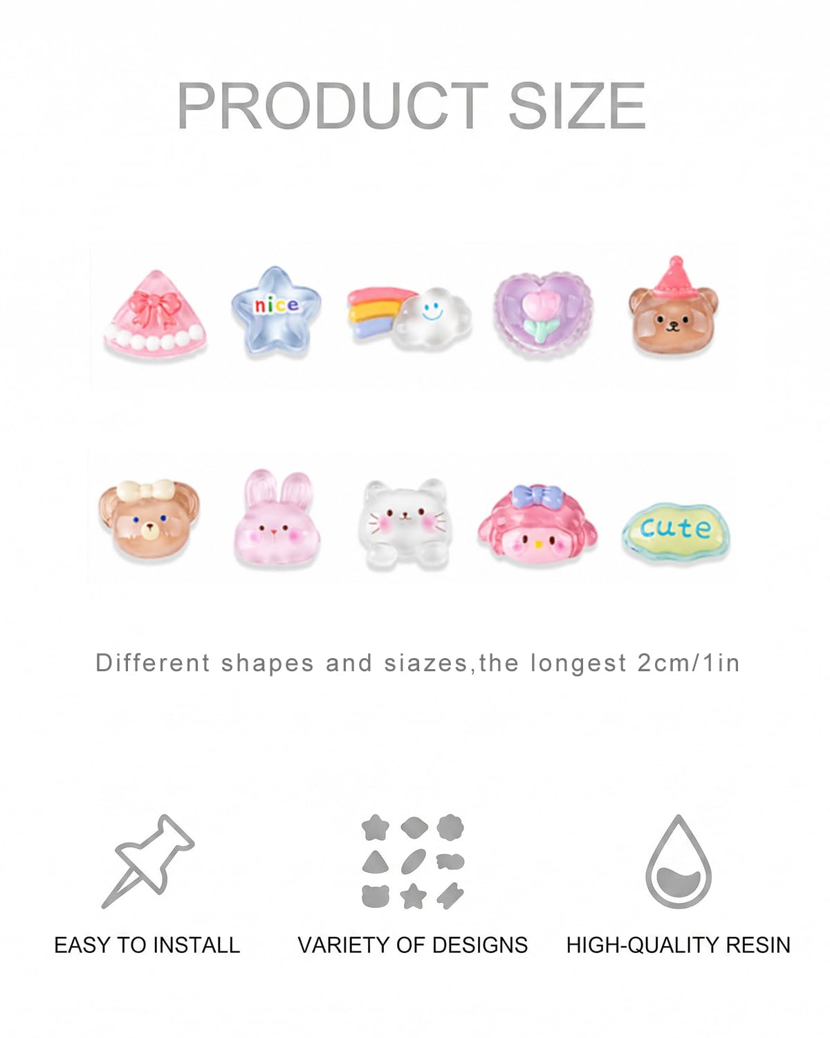 Accesorios Jibbitz para Crocs, 10 Pz de Resina Translúcida | Pines Adornos de 10 Estilos Únicos para Sandalias Zuecos, Regalo Niños DIY