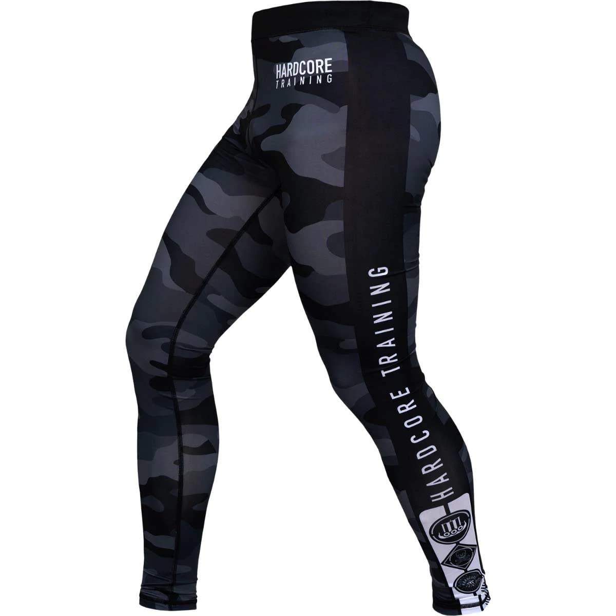 Hardcore Training Men's Compression Pants Spodnie Kompresyjne Leginsy Mężczyźni Bokx Running Muay Thai MMA No Gi BJJ Grappling (DE/NL/SE/PL, Alfa, M, Regularny, Regularny, Czarny/Szary)