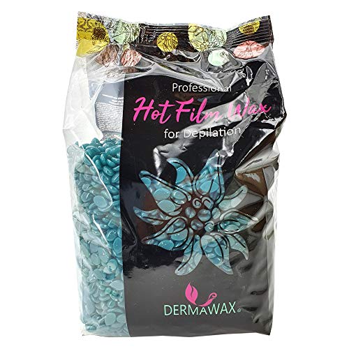 1 kg Stripless Dermawax Azulene Wax- Film Wax- Brazilian Waxing Premium Hot Wax Beads for Depilation, Full Body Hair Removal Waxing