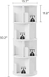 oneinmil Rotating Bookshelf, 360° Rotating Bookcase for Small Space, Corner Bookcase for Bedroom, Living Room, Study Room, 4 Tier, White