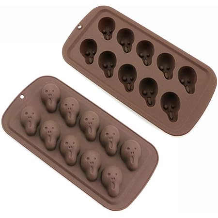 Silicone Chocolate Molds Halloween Candy Mold, Baking Silicone Mold, Chocolate Gummy and Candy Mold Tray, Easy to Use & Clean Silicone Tray for Halloween, Pumpkin/ Wizard hat/ Skull