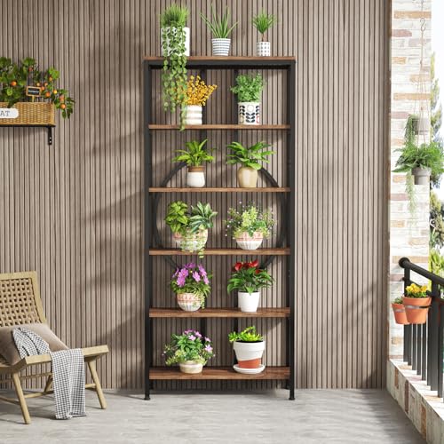 Tribesigns 70.9 Inch Industrial Bookshelf, 6-Tier Tall Etagere Bookcase with Open Shelves, Metal Decorative Book Shelf Storage Shelving Unit for Living Room and Home Office, Rustic Brown by Tribesigns - Image 8
