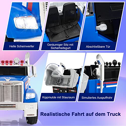 COSTWAY 12V Aufsitz Muldenkipper Optimus Prime mit Verstellbarer Kippmulde, Kinderauto LKW mit Musik und Geschichten… – Bild 6