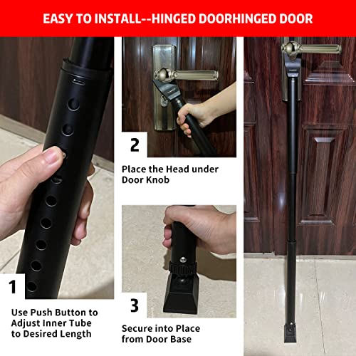 Honesecur 2-In-1 Door Security Bar & Sliding Patio Door Stopper Security Jammer Bar Child Proof Adjustable Constructed Of High Grade Iron Window Doors Security Bars, Black #TOP4