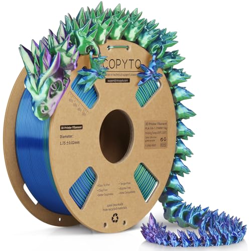 Image of 3D Printer Silk PLA Filament 1.75mm, Shiny Triple Color Blue Green Purple, Dimensional Accuracy + /- 0.02 mm, 1KG (2.1lbs) /Spool Easy to Print for Most FDM 3D Printers