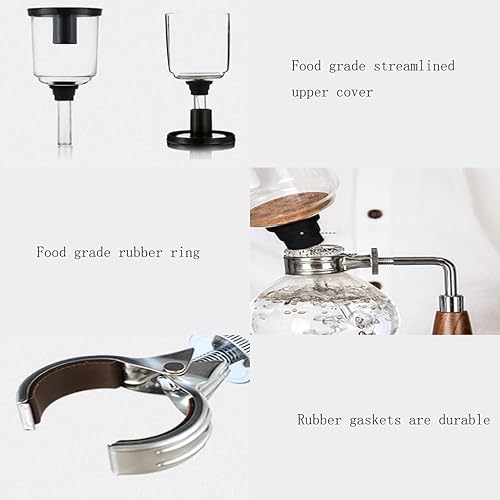 Miniatura 4 de ASSICON Cafetera de aluminio con sifón de equilibrio de espresso con jarra de vidrio de borosilicato alto, cafetera con sifón en frío con diseño