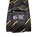 Hi-Tie Black Gold Extra Long Ties for Men Silk 70'' Men's Ties Set Stripe Necktie and Pocket Square Cufflinks for Wedding