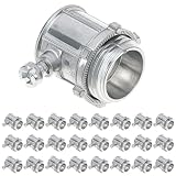 QWORK EMT Set Screw Connectors, 1/2' Zinc Die Cast, 25 Pcs Electrical Conduit Fitting, High Voltage & Easy...