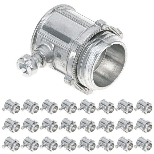 QWORK EMT Set Screw Connectors 1/2 Zinc Die Cast 25 Pcs Electrical Conduit Fitting High Voltage & Easy Installation for EMT Conduit