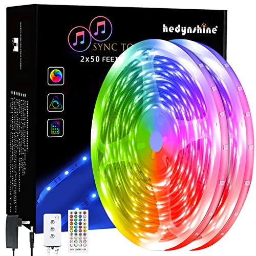 Hedynshine Led Strip Lights 100Ft, Rgb Color Changing Smart Strip Lights, Sync To Music, 40 Key Remote Control,Led Lights For Bedroom #TOP7