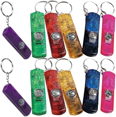 3 in 1 Whistle / Compass / Flash Light Key Chain, Set of 12 image 4