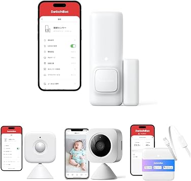 SwitchBot Surveillance Set Hub Security Set, Smart Remote Control Matter Compatible + Indoor Camera + Motion Sensor + Open & Close Sensor Compatible with Alexa Smart Home Two-Way Voice Talking