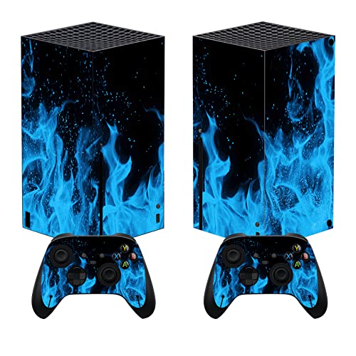 playvital Stickers pour Xbox Series X Manette,Autocollant Protection pour Xbox Series X Accessoires Console-Flamme Bleue