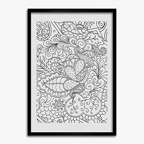 Tableau photo affiche Tulup cadre MDF 50x70 cm au design graphique zentangle