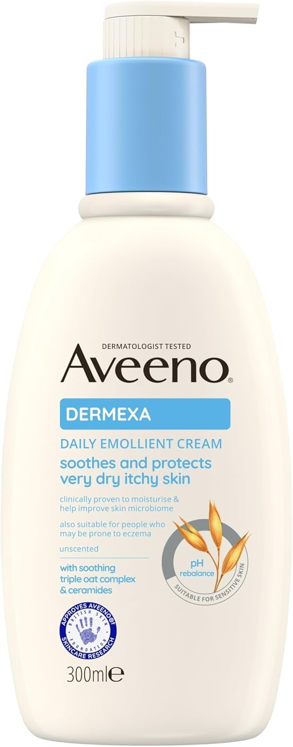 Aveeno Cream Dermexa Daily Emollient (1X 300Ml), Emollient Enriched With Triple Oat Complex And Ceramides, Soothing Relief From Dry, Itchy Skin Prone