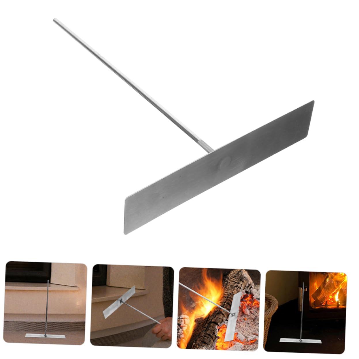 ibasenice Grill Ash Rake BBQ Coal Ash Shovel Fireplace Scraper Easy to Clean Heatproof Handle for BBQ Lovers