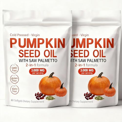 KITABIO Pumpkin Seed Oil Pumpkin Seed Oil Capsules | Cold Pressed | Non-GMO - Gluten Free - Mini and Portable (2 Bag / 120 Softgels)