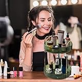360° Rotating Makeup Organizer for Vanity Shelf Countertop Large Capacity Bathroom Organizer Cosmetics Storage Spinning Perfume Holder Skincare Organizer/990 (Color : Double green) - Image 5