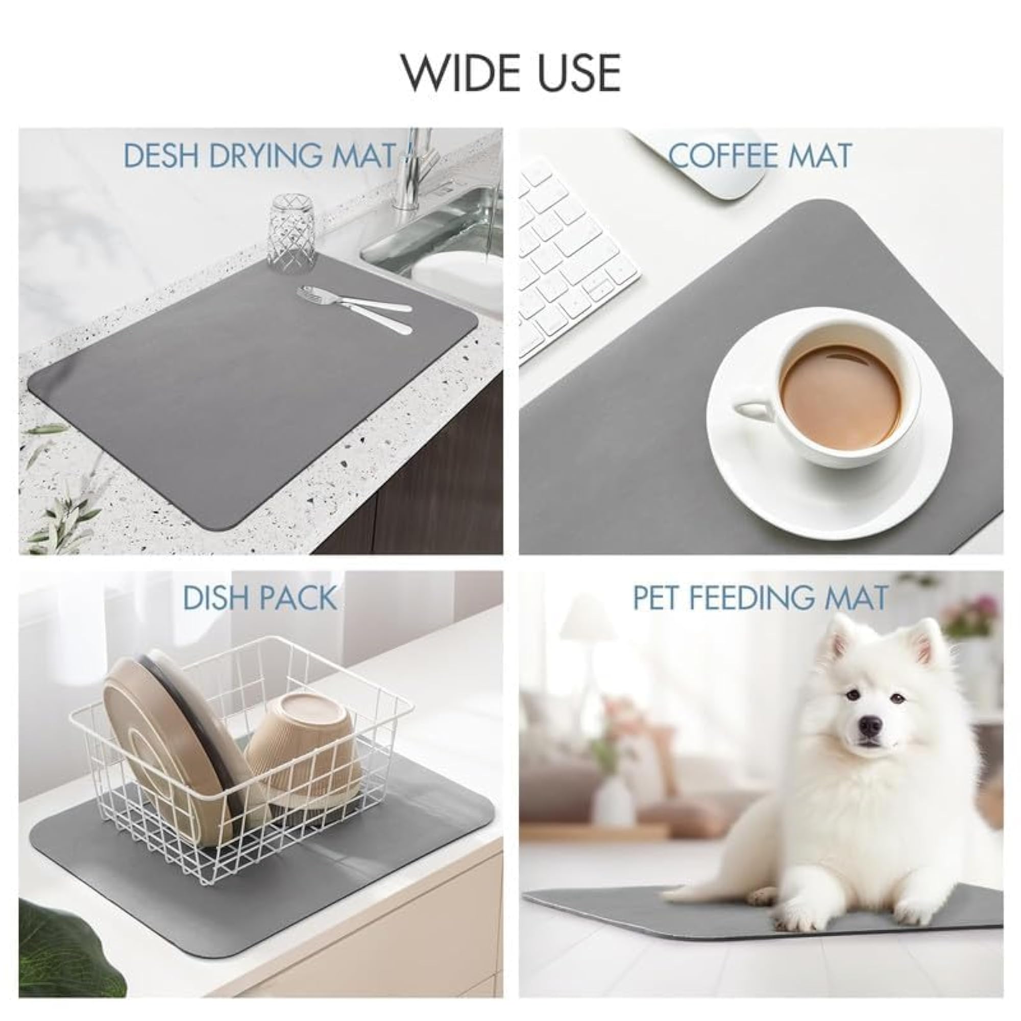 Dish Drying Mat Big with Non-Slip Rubber Backing