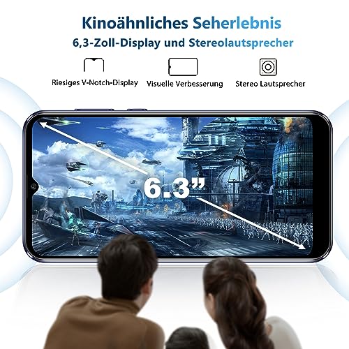 XGODY X18 Handy Ohne Vertrag, Smartphone Günstig 4G Android 10 Neu Handy mit 4000mAh und 6.3'' Display,2GB+16GB 256GB Erweiterbar, Dual SIM Quad Core, 8MP+5MP, Face ID GPS Handy(Schwarz) – Bild 5