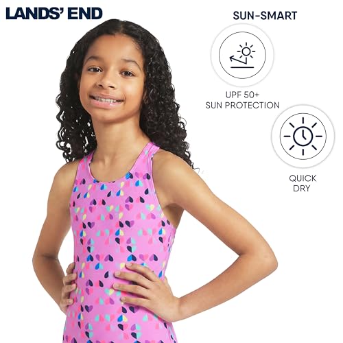 Image of Lands' End Girls' UPF 50+ Stretch Crisscross Back One Piece Swimsuit