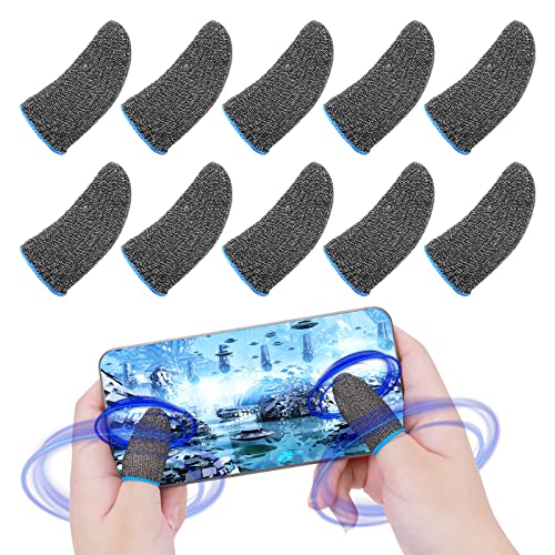 Cobee Finger Sleeve für Handy Gaming, 10 Stück Handy Gaming Fingerhüllen Atmungsaktiv Daumen Sleeve Fingerschutz Anti-Sweat Touchscreen Sleeves Kompatibel mit Handy Tablet Geräten