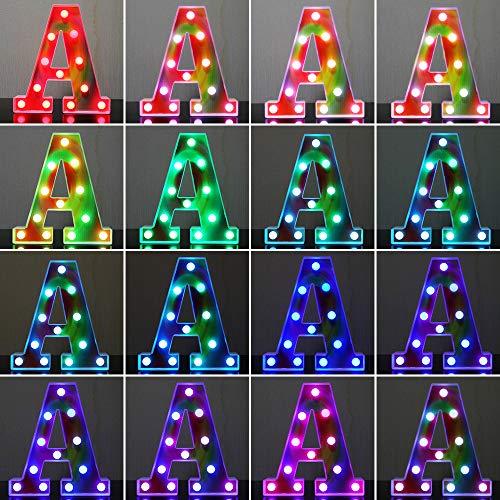 16 Colors Rainbow Led Letter Lights, Colorful Marquee Signs Illuminated 26 Alphabet Letter Night Light For Girls, Kids, Women, Nursery Room Decor-Rainbow Letter S #TOP1