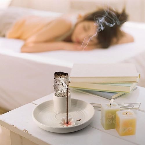 Miniatura 6 de Meltset Palo Santo - Soporte para palitos de incienso, soporte de salvia para quemar incienso de cerámica, portavelas, atrapa cenizas para