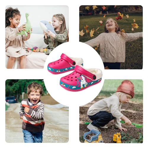 Image of Toddler Lined Clog Slippers Winter Garden Sandals Kids House Shoes Warm Slip On Sneakers Cartoon Slides for Boys and Girls Children Indoor Outdoor