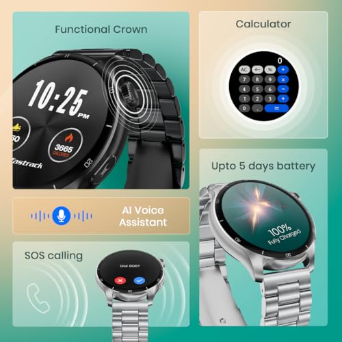Image of Fastrack Dezire FX1 PRO Fashion Smart Watch, 1.43 inch AMOLED, 466*466 Pixel Resolution, SingleSync BT Calling, AI Voice Assistant, 100+ Sports Modes & Smartwatch Faces, Upto 5 Day Battery, IP68 (Sliver)