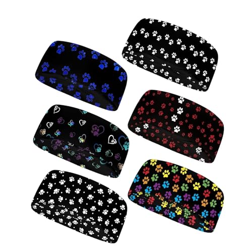 Image of Forchrinse Sunflower with Text Print 6Pieces Sport Sweatband Headband for Soft Elasitc Headband Hair Bands Unisex Outdoor Sport Headbands