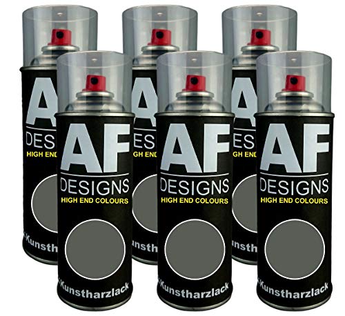 Alex Flittner Designs 6X Plástico Revestimiento Pintura en Espray Laca Colorida Lata de Aerosol RAL7009 Gruengrau Brillante Mate - RAL7009 Verde Gris Brillante