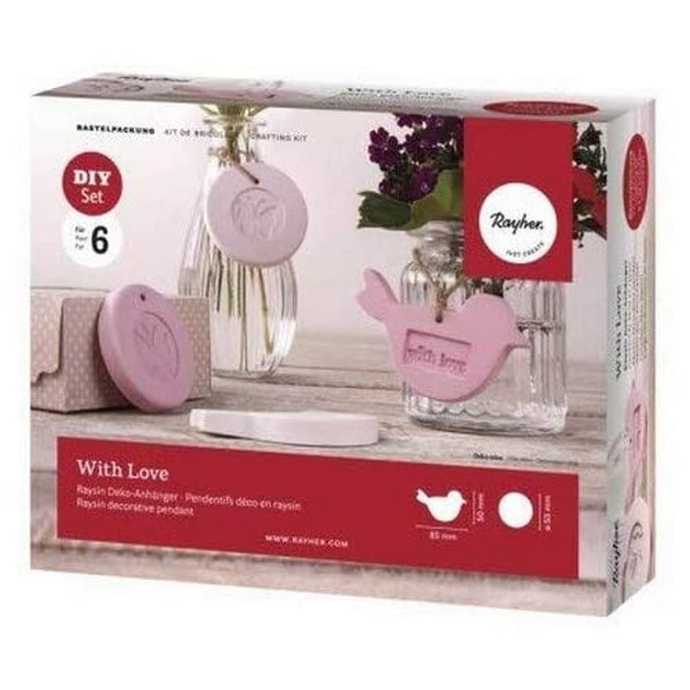 Rayher DIY Casting Kit with Plaster Casting Powder, Moulds, Plaster Colouring, and Two Imprint Labels, Craft Kit for Six Casted Ornaments, 85x50mm, diameter 55 mm, 34416000