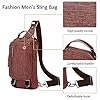 DORRISO Léger Homme Sac de Poitrine Mode Homme Sling Crossbody Bag pour 7.9 Pouces iPad avec Poignée Sac D'épaule Voyage Occasionnel Achats Quotidien Homme Toile Sac de Messager Brun #3