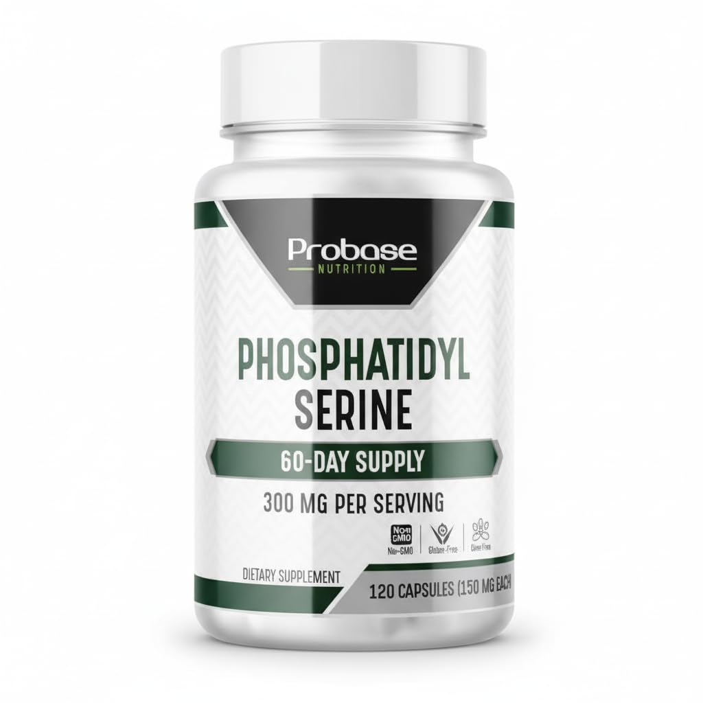 Probase Nutrition Phosphatidylserine 300mg Supplement Brain Health and Memory Support Non-GMO Gluten Free 120 Capsules Phosphatidyl Serine Complex
