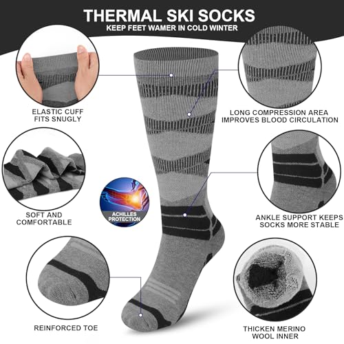 2 Pairs Merino Wool Warm Ski Socks, Winter Thickening Thermal Socks for men and women4