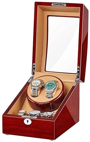 CGCSYZ Watch Winder Box 2+3 Automatic Watche Winder Adapter and Battery Powered Wooden Piano Finish Quiet Motor (F)