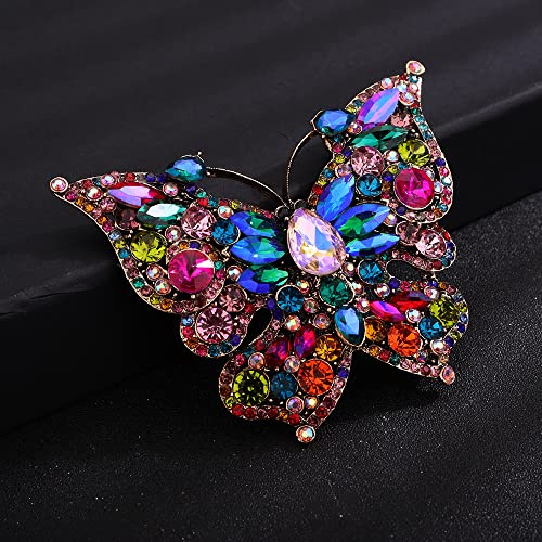 Image of Huge Crystal Beads Winged Butterfly Brooch for Women Men Unisex Brooch Pin for Special Occasion Wedding Suit Dress