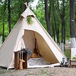 Three-Season Cotton Canvas Camping Indian Teepee Tent Pyramid Tent for 2 Person