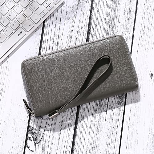 Goiacii Womens Wallet Rfid Blocking Leather Zip Around Wallet Large Capacity Long Purse Credit Card Clutch Wristlet #TOP5