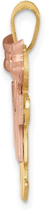 Saris and Things 14k Gold Two-tone Small Double Girls Engravable Charm Pendant