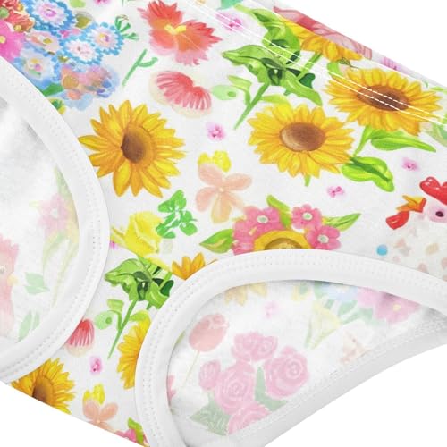 Cotton Toddler Underwear Custom Colorful Chicken Spring Flowers Little Girl Panties Fun Undies Kids Briefs 2t4
