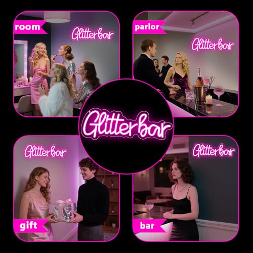 Image of Glitter Bar Neon Sign,Bar Signs for Home Bar Decor,Led Bar Sign for Wedding,Birthday Party,Music Festival,Bachelor Party,Halloween, Christmas Decoration,Best Gift for Boys and Girls