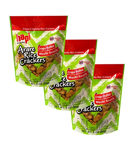 Hapi New Gluten Free Crispy & Crunchy Rice Cracker Mix 3Oz, 3 Pack (Crispy Mochi) #TOP4