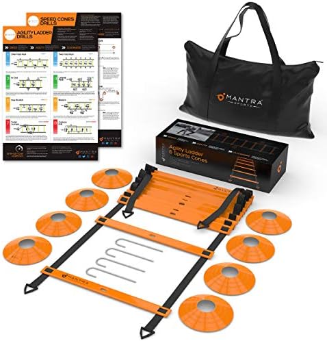 Speed Ladder Agility Ladder Set, Soccer Training Equipment for Kids & Adults Practice, Speed Training Equipment Workout Ladder for Ground - Fitness Football Ladder for Footwork - Cones & Drill Charts