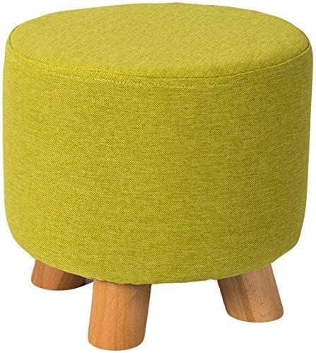 Miniatura 2 de Reposapiés, taburete de lino para maquillaje, puf de madera maciza, reposapiés otomano, asiento acolchado para reposapiés, silla para descansar
