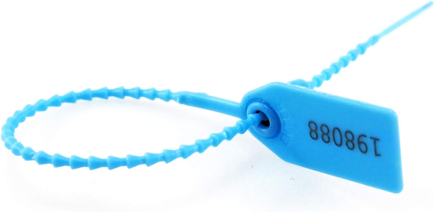 1000 Numbered Plastic Tamper Seals, Zip Ties for Fire Extinguishers Pull Tite Security Tags Numbered Disposable Self-Locking Signage Tie 250mm Length (1000 PCS, Light Blue)