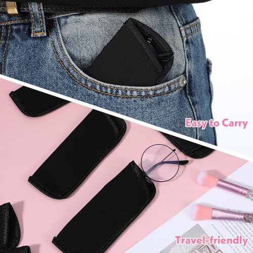 Image of YUXIANLB 6Pcs Slip in Eyeglasses Cases, Reading Glasses Pouch, Fabric Spectacle Pouch, Soft Slim Glasses Slip in Glasses Sleeve, Black Eye glasses Pouch Bag