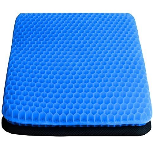 Image of Honeycomb Gel Seat Cushion - Breathable Honeycomb Design, Thick & Elastic Gel, Non-Slip Cloth Cover - Portable Home, Office, Wheelchair, & Car Seat Support - Helps Provide Relief for Back Pain