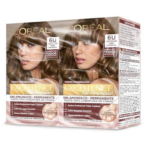 Lista de Tintes que puedes comprar esta semana. 46 2 Tintes para Cabello Excellence sin Amoniaco de L'Oréal Paris Tono 6U Chocolate Universal